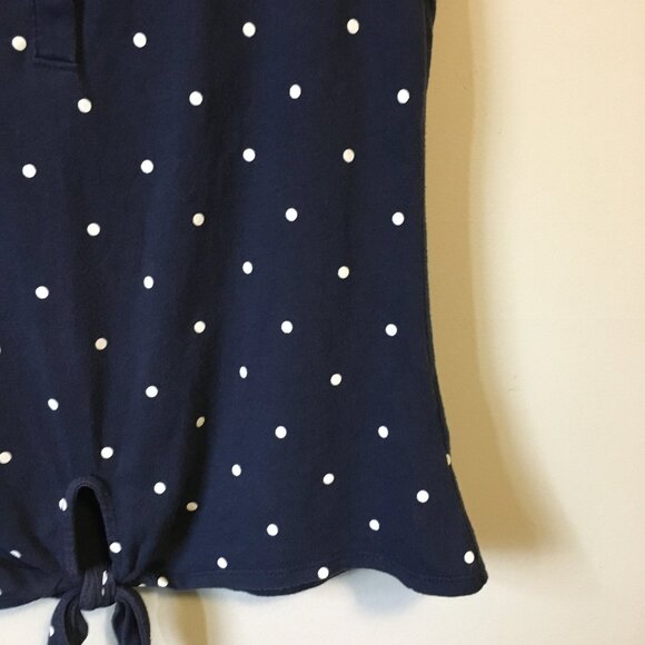 Old Navy Cute Polka Dot Tie Hem Button Collar Cotton Tank Top - Picture 6 of 15